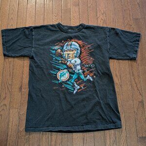 Vintage Dan Marino Caricature Miami Dolphins Salem T-Shirt Made in USA - Size L